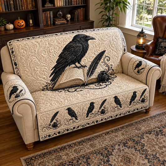Raven Darkness Quilted Sofa Cover NCU0NTD2180