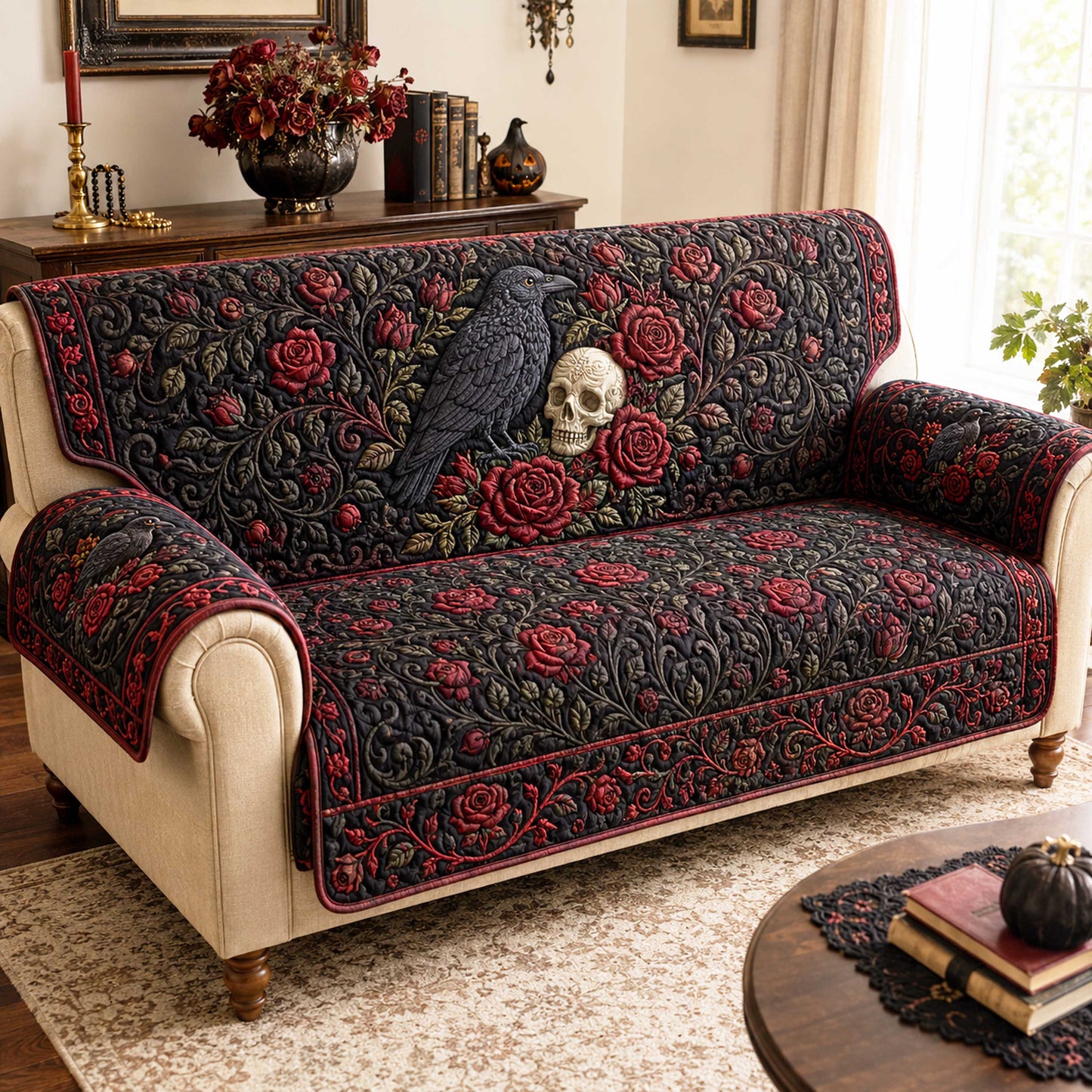 Raven Mystic Quilted Sofa Cover NCU0NTD2175