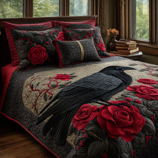 Raven Roses 3-Piece Quilted Bedding Set NCU0PVL959