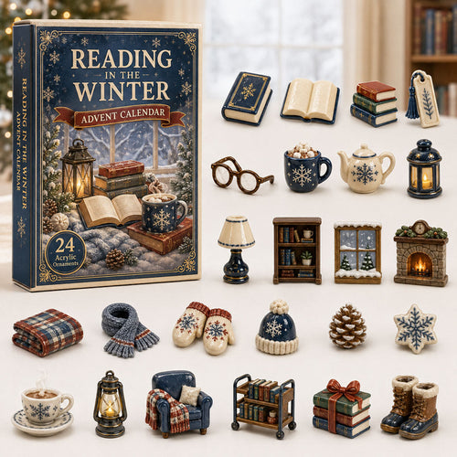 CHRISTMAS KICKOFF 40% OFF - Reading Winter Advent Calendar 2026 - 24-Day Festive Countdown, Acrylic Charms Blind Box - Gift For Reading Lovers AC0TM096
