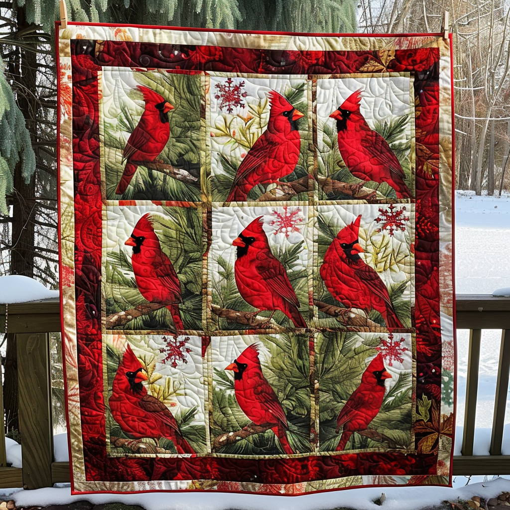 Red Cardinal Quilted Blanket NCU0TH077