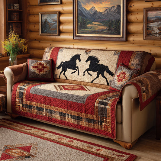 Red Canyon Stripe Quilted Sofa Cover NCU0LDH773