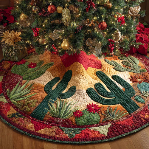 Red Desert Cactus Glow Quilted Tree Skirt NCU0NXD1094
