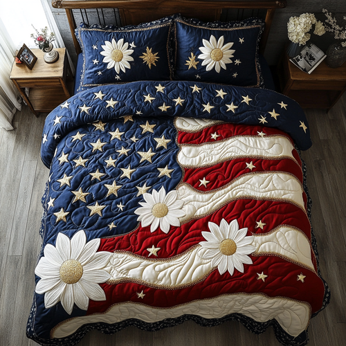 Red Glory 3-Piece Quilted Bedding Set NCU0NVH188