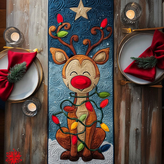 Red Nose Deer Quilted Table Runner NCU0PTT1401