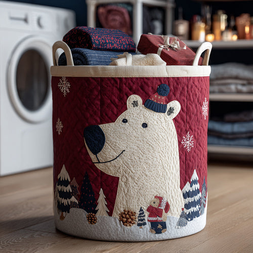 Red Polar Bear Quilted Laundry Basket NCU0HNH518