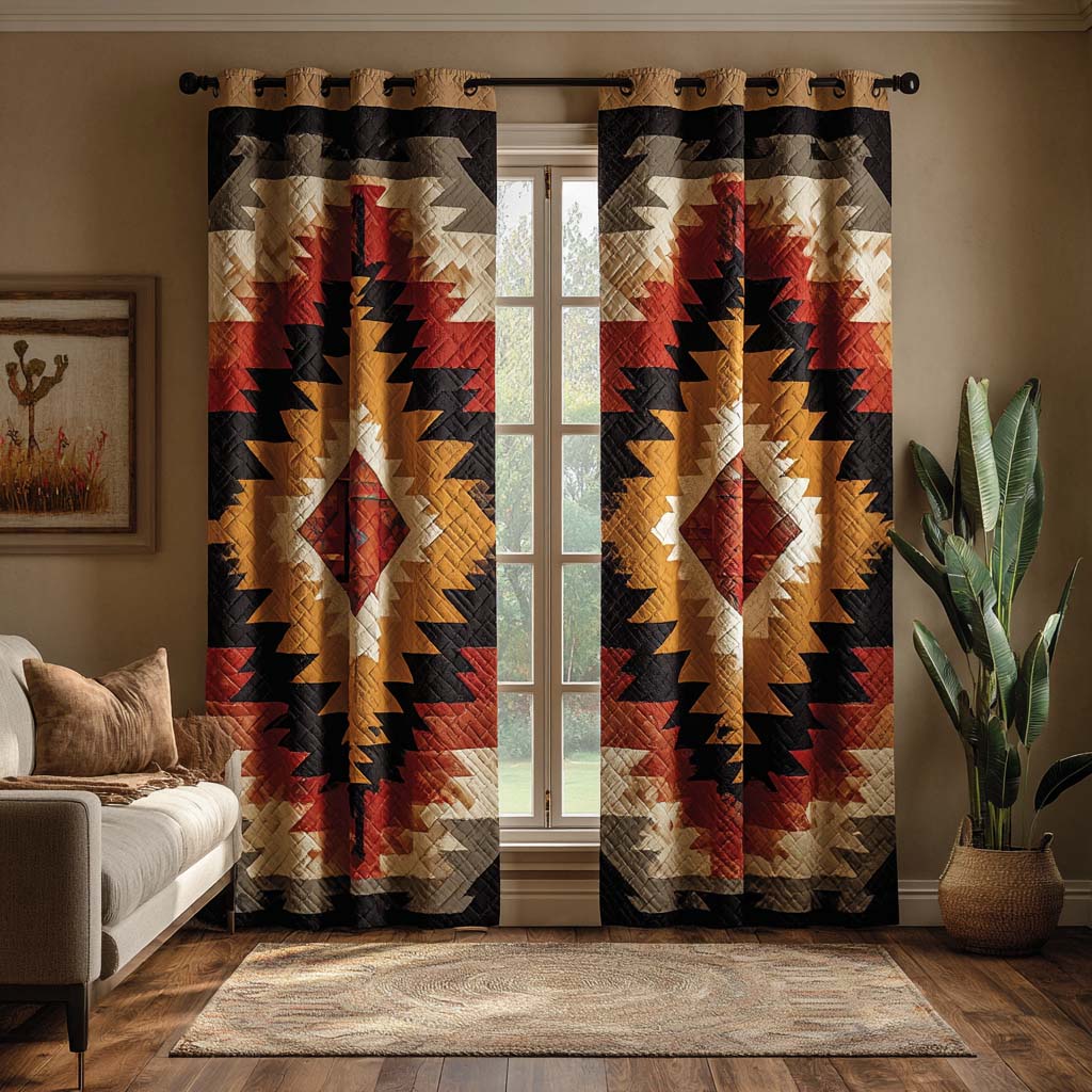 Red Ridge Rays Quilted Curtains NCU0NXD1151