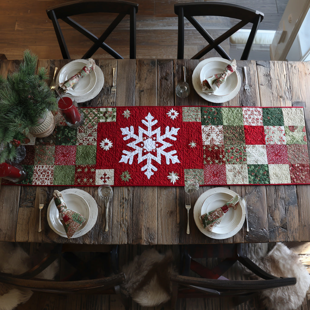 Red Snowflake Quilted Table Runner NCU0HNH746