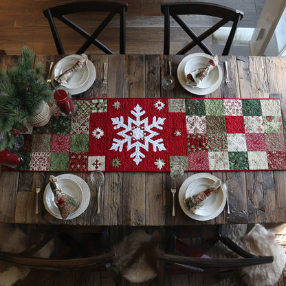 Red Snowflake Quilted Table Runner NCU0HNH746