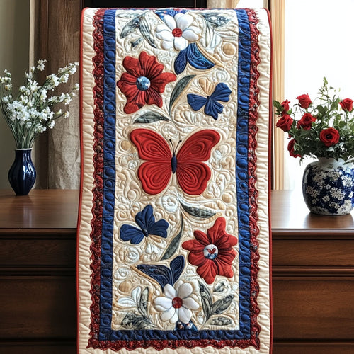 Red White and Beauty Quilted Table Runner NCU0PTT168