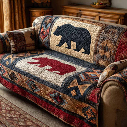 Redcliff Bear Quilted Sofa Cover NCU0NXD1487