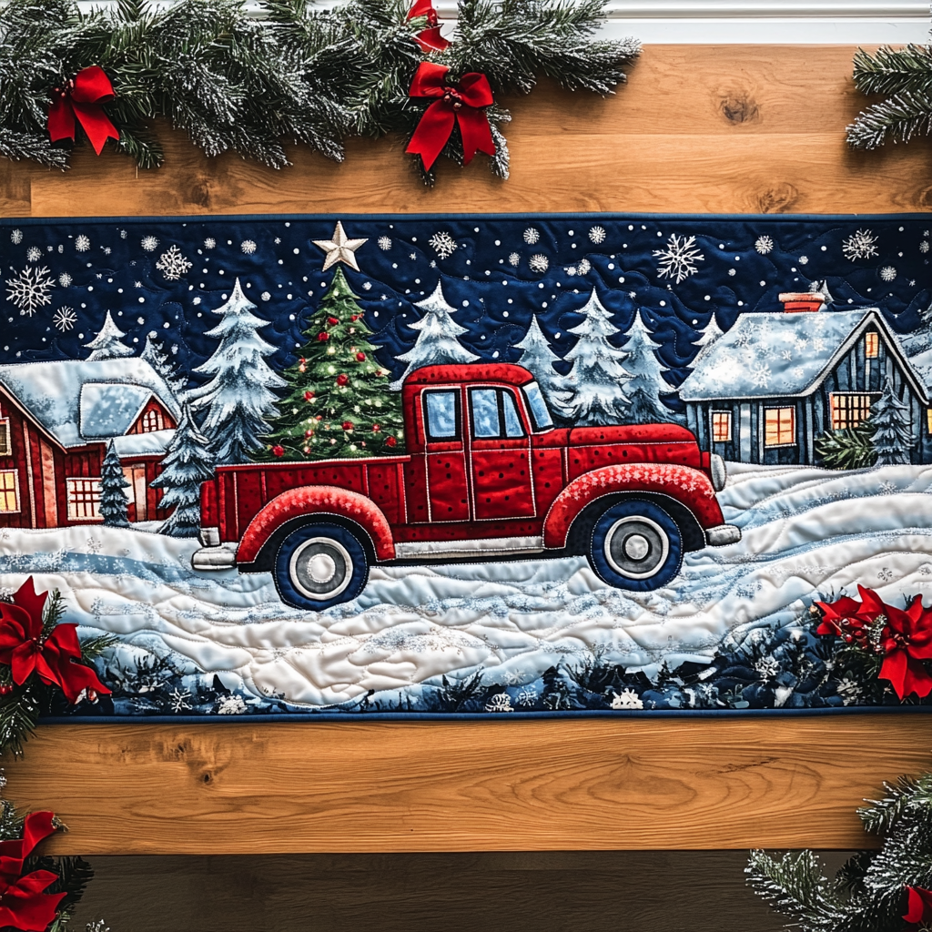 Redwood Truck Quilted Table Runner NCU0DDK1332