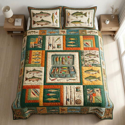 Reel Craft 3-Piece Quilted Bedding Set NCU0NTD1786