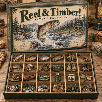 CHRISTMAS KICKOFF 40% OFF - Reel Timber Advent Calendar 2026 - 24-Day Festive Countdown, Acrylic Charms Blind Box - Gift For Family and Friends AC0TV043
