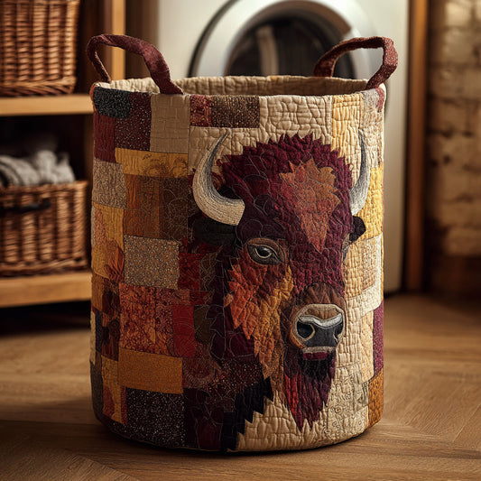 Regal Bison Portrait Quilted Laundry Basket NCU0HNH452