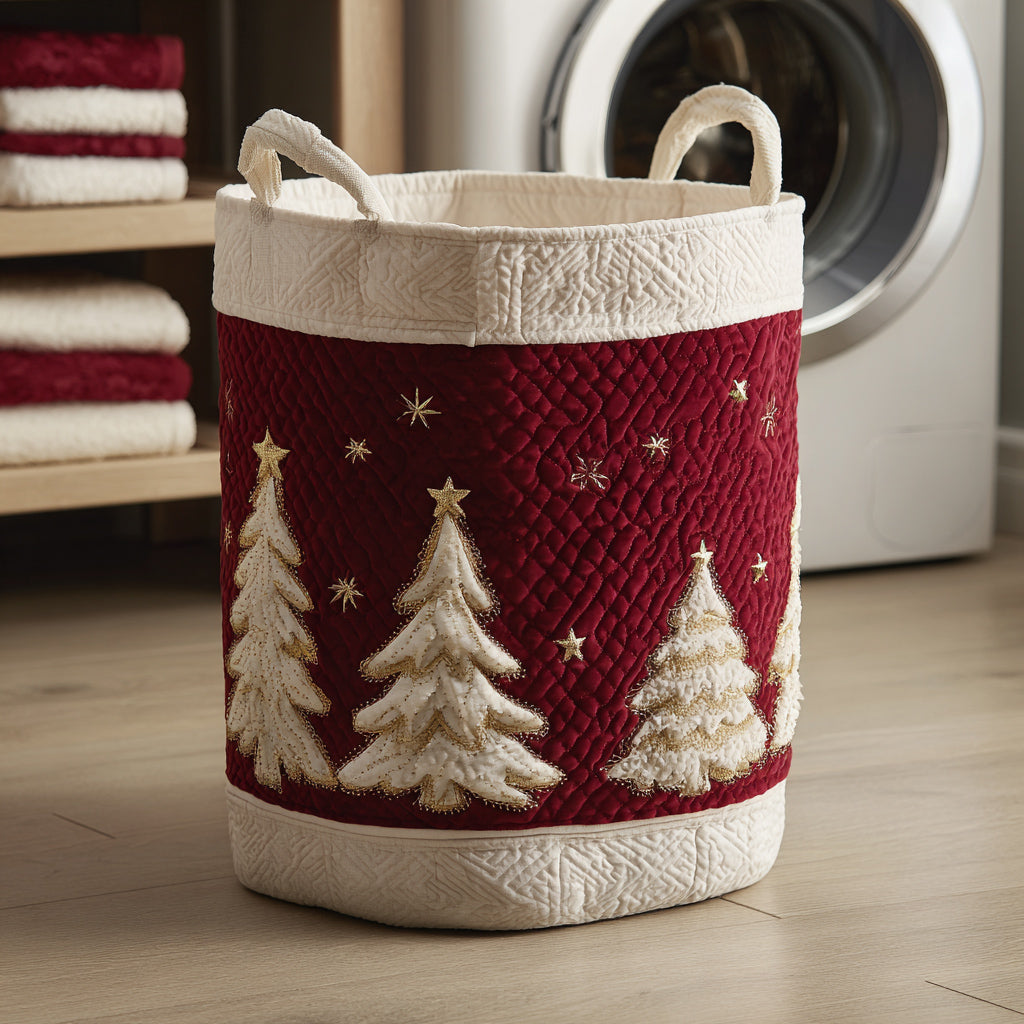 Regal Christmas Tree Quilted Laundry Basket NCU0HNH485