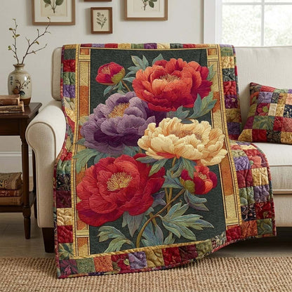 Regal Peonies Quilted Blanket NCU0DQQ0549