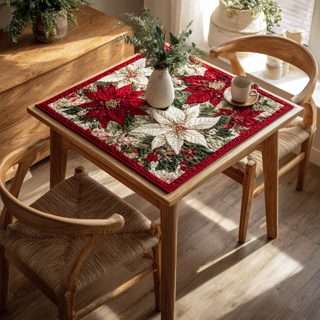 Regal Poinsettia Quilted Table Topper NCU0HNH170
