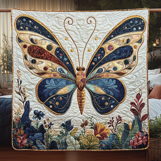 Regal Sapphire Butterfly Quilted Blanket NCU0PVL045