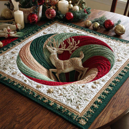 Reindeer Carousel Quilted Table Topper NCU0NXD246