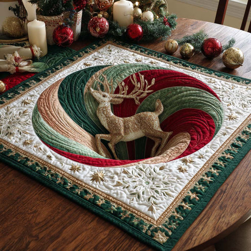 Reindeer Carousel Quilted Table Topper NCU0NXD246