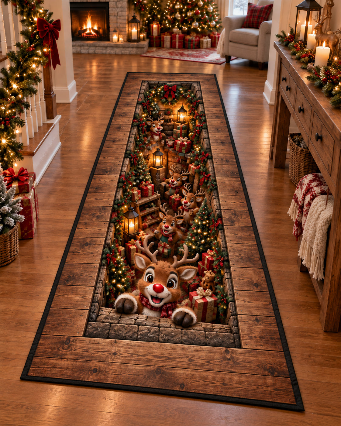 Reindeer Christmas Hideaway Runner Carpet NCU0DV2482