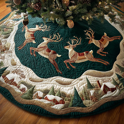 Reindeer Dream Christmas Quilted Tree Skirt NCU0DDK1647