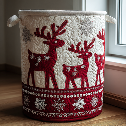 Reindeer Dream Quilted Laundry Basket NCU0DDK1261