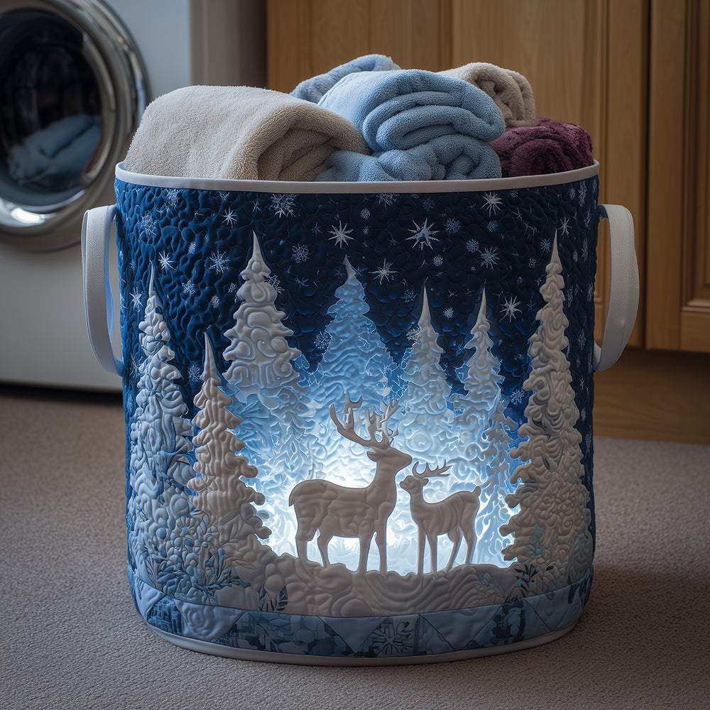 Reindeer Dreams Quilted Laundry Basket NCU0TH3292
