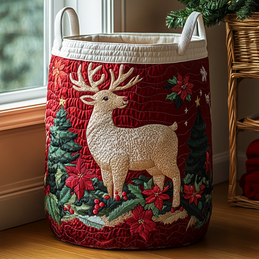 Reindeer Forest Quilted Laundry Basket NCU0DDK1117