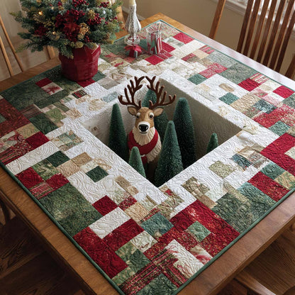 Reindeer Forest Quilted Table Topper NCU0NNT1735