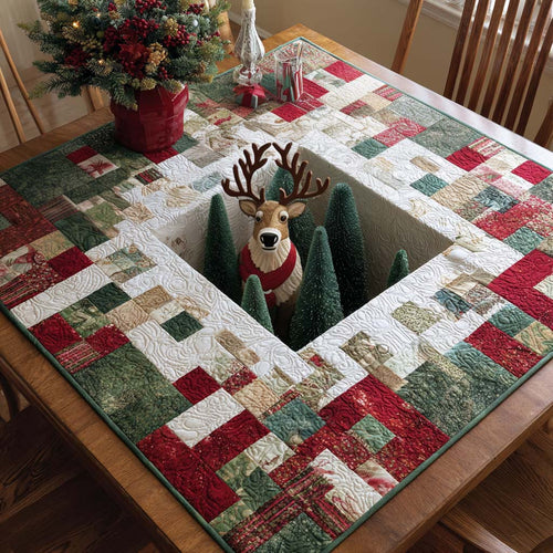 Reindeer Forest Quilted Table Topper NCU0NNT1735
