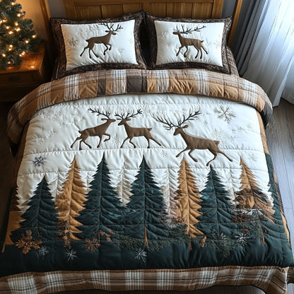 Reindeer Glow 3-Piece Quilted Bedding Set NCU0DV1015