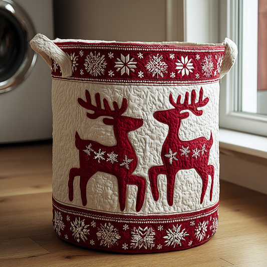 Reindeer Glow Quilted Laundry Basket NCU0DDK1262