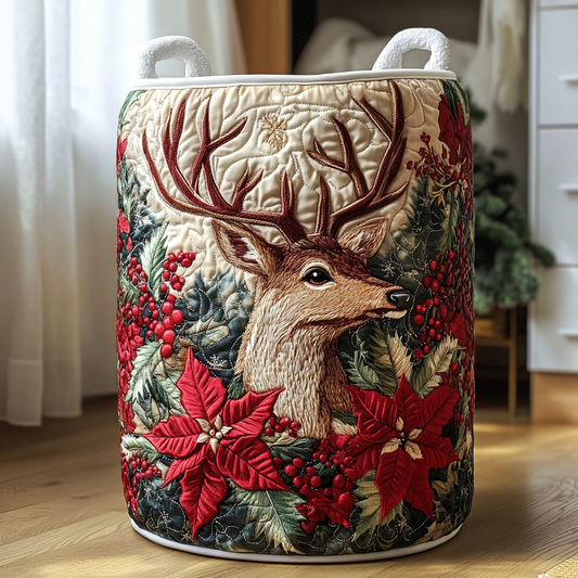 Reindeer Joy Quilted Laundry Basket NCU0DDK1120