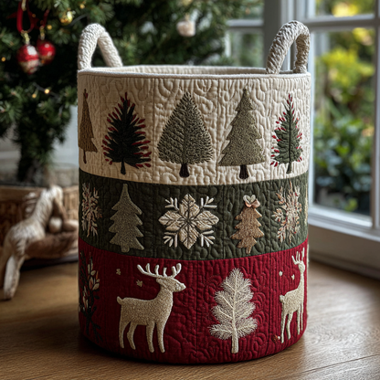 Reindeer Joy Quilted Laundry Basket NCU0DDK1264