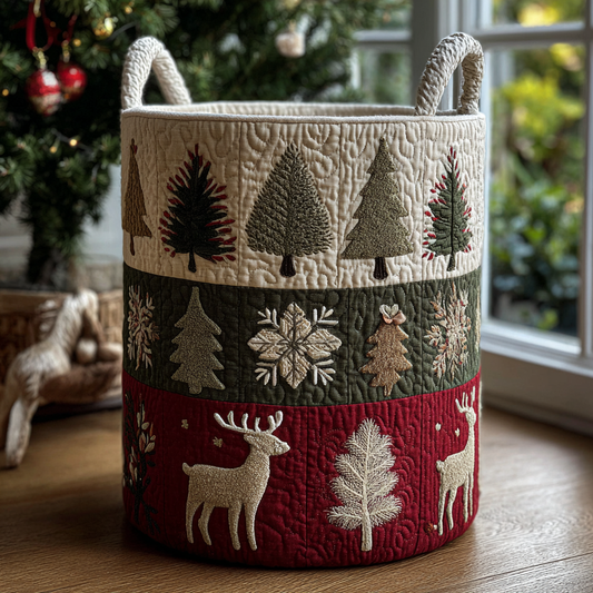 Reindeer Joy Quilted Laundry Basket NCU0DDK1264