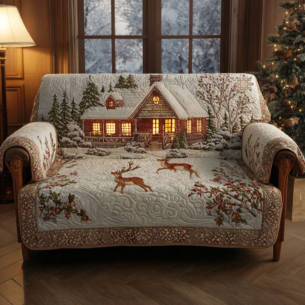 Reindeer Lodge Quilted Sofa Cover NCU0TV878