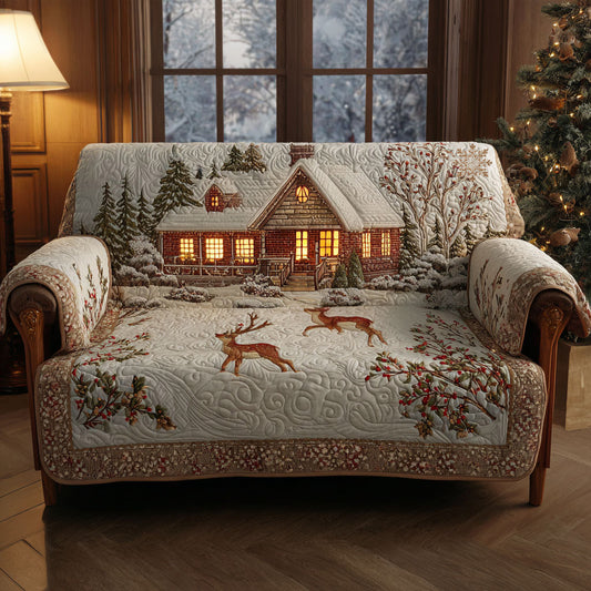 Reindeer Lodge Quilted Sofa Cover NCU0TV878