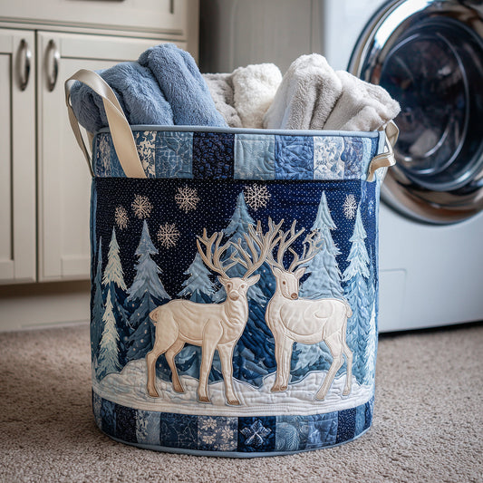 Reindeer Magic Quilted Laundry Basket NCU0TH3290