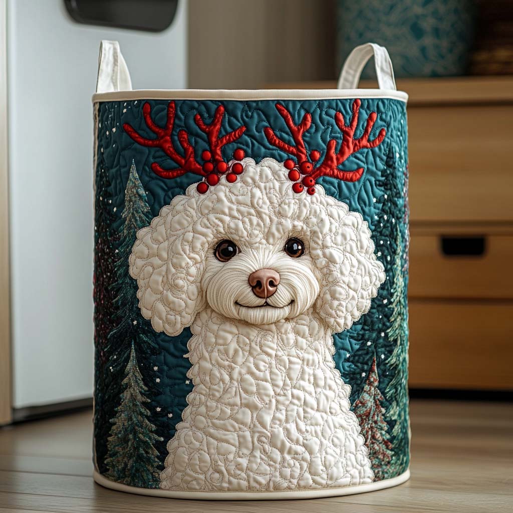 Reindeer Pup Quilted Laundry Basket NCU0NXD661