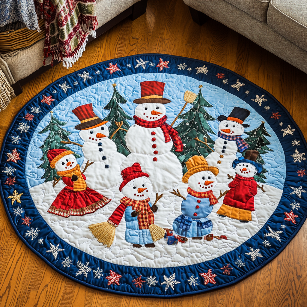 Reindeer Sleigh Ride Quilted Round Mat NCU0DK1229