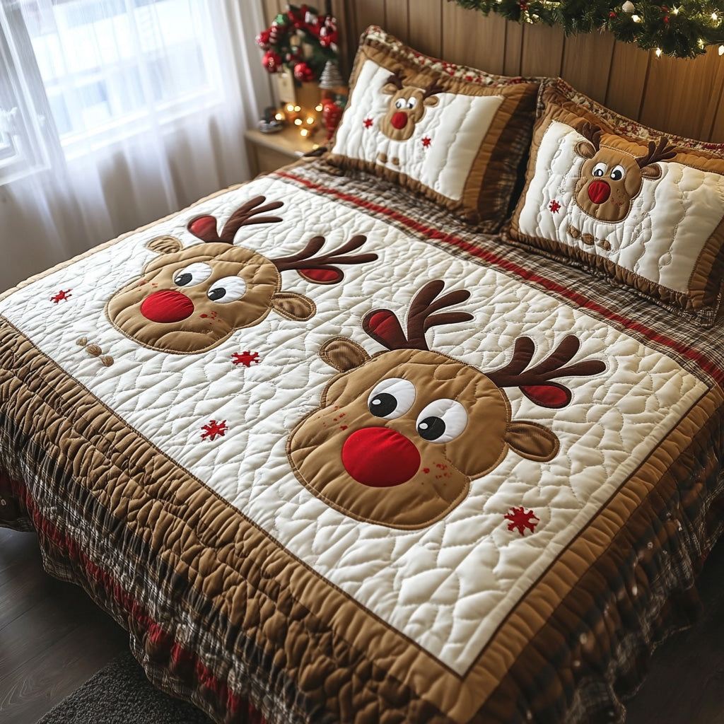 Reindeer Spirit 3-Piece Quilted Bedding Set NCU0DV1020