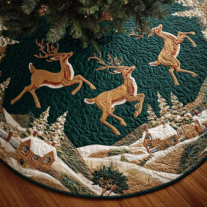 Reindeer Spirit Christmas Quilted Tree Skirt NCU0DDK1648