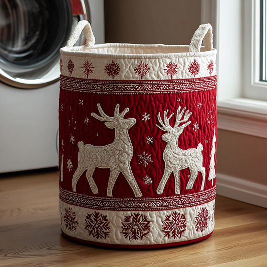Reindeer Wonder Quilted Laundry Basket NCU0DDK1263