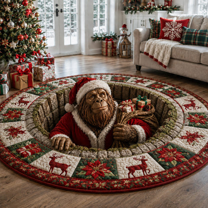 Reindeer Wreath Bigfoot Quilted Round Mat NCU0HNH1265