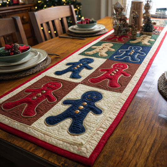 Rejoice Gingerbread Man Quilted Table Runner NCU0HNH683