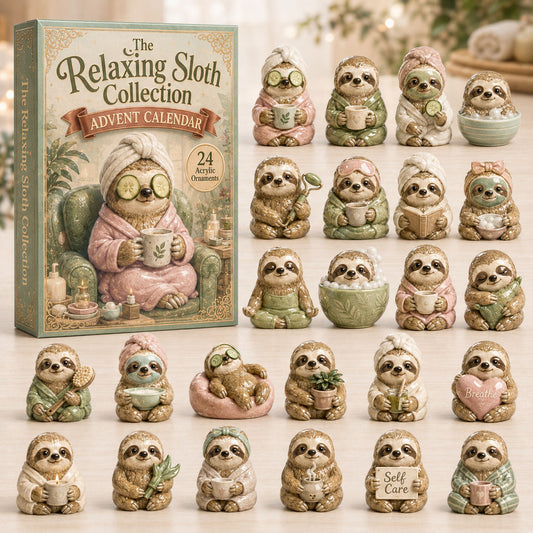CHRISTMAS KICKOFF 40% OFF - Relaxing Sloth Spa Advent Calendar 2026 - 24-Day Festive Countdown, Acrylic Charms Blind Box - Gift For Sloth Lovers