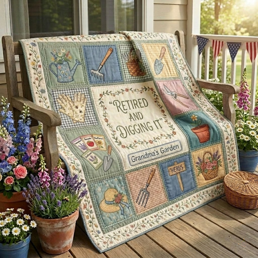 Retired And Rooted Quilted Blanket NCU0DQQ0871
