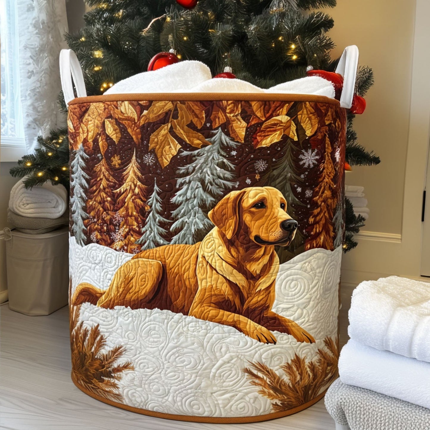 Retriever Charm Quilted Laundry Basket NCU0PTT1448